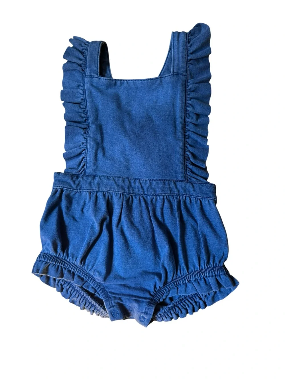 Cat & Jack New NWT Girls 18 Months Blue Denim‑Inspired Ruffled One‑Piece Romper